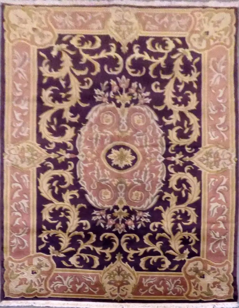 One Of The Kind Indian Hand-Knotted Rug 8'5" X 6'6''